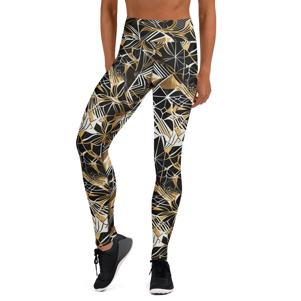 Black Tie Botanica on Yoga Leggings — Front