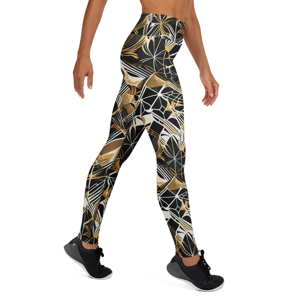 Black Tie Botanica on Yoga Leggings — Right