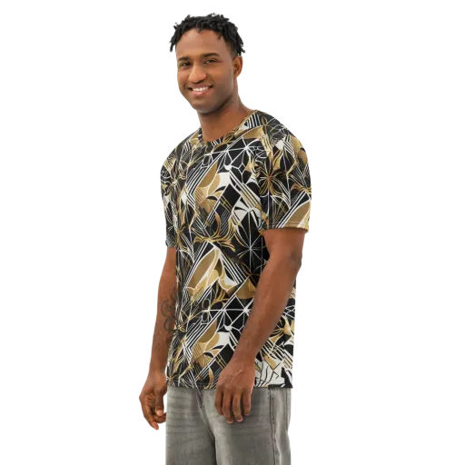 Black Tie Botanica on a Men's Cotton Crew Neck T-Shirt