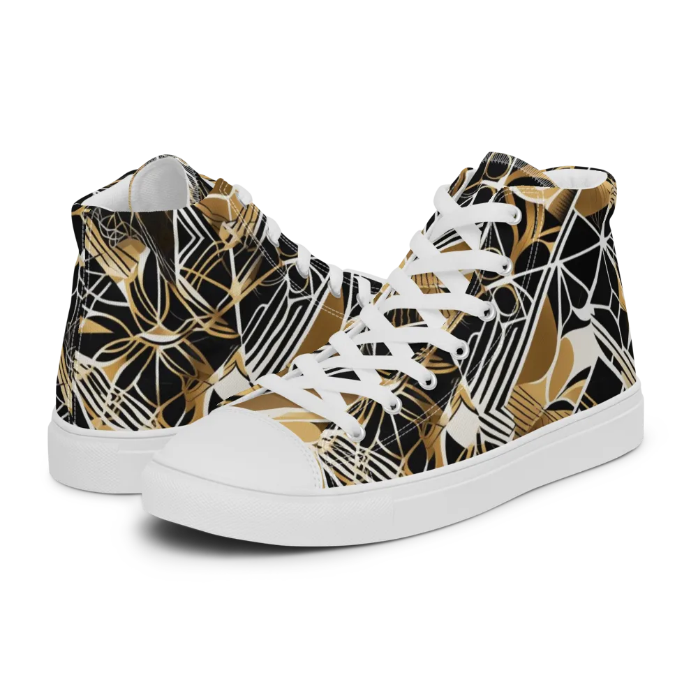 Black Tie Botanica on Men's High Top Canvas Shoes — Left