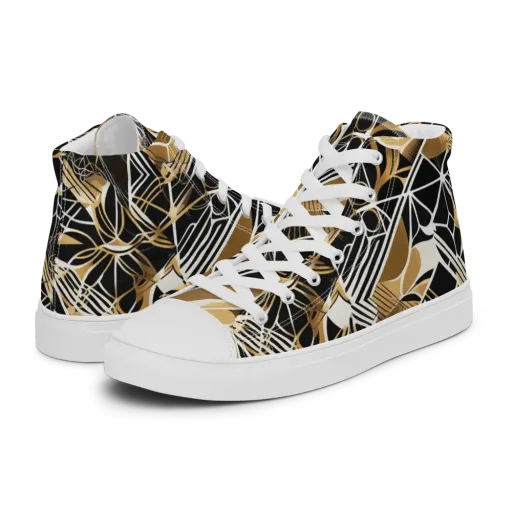 Black Tie Botanica on a Men's High Top Canvas Shoes