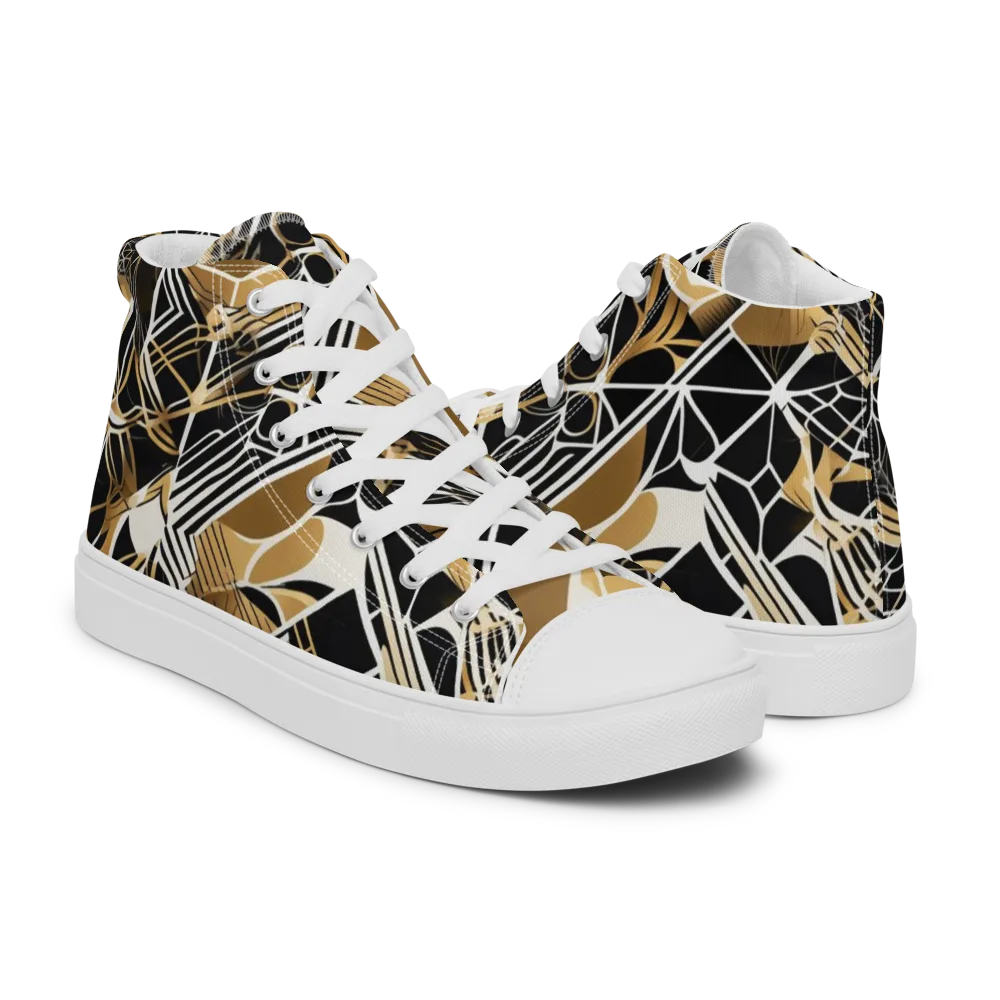 Black Tie Botanica on Men's High Top Canvas Shoes — Right