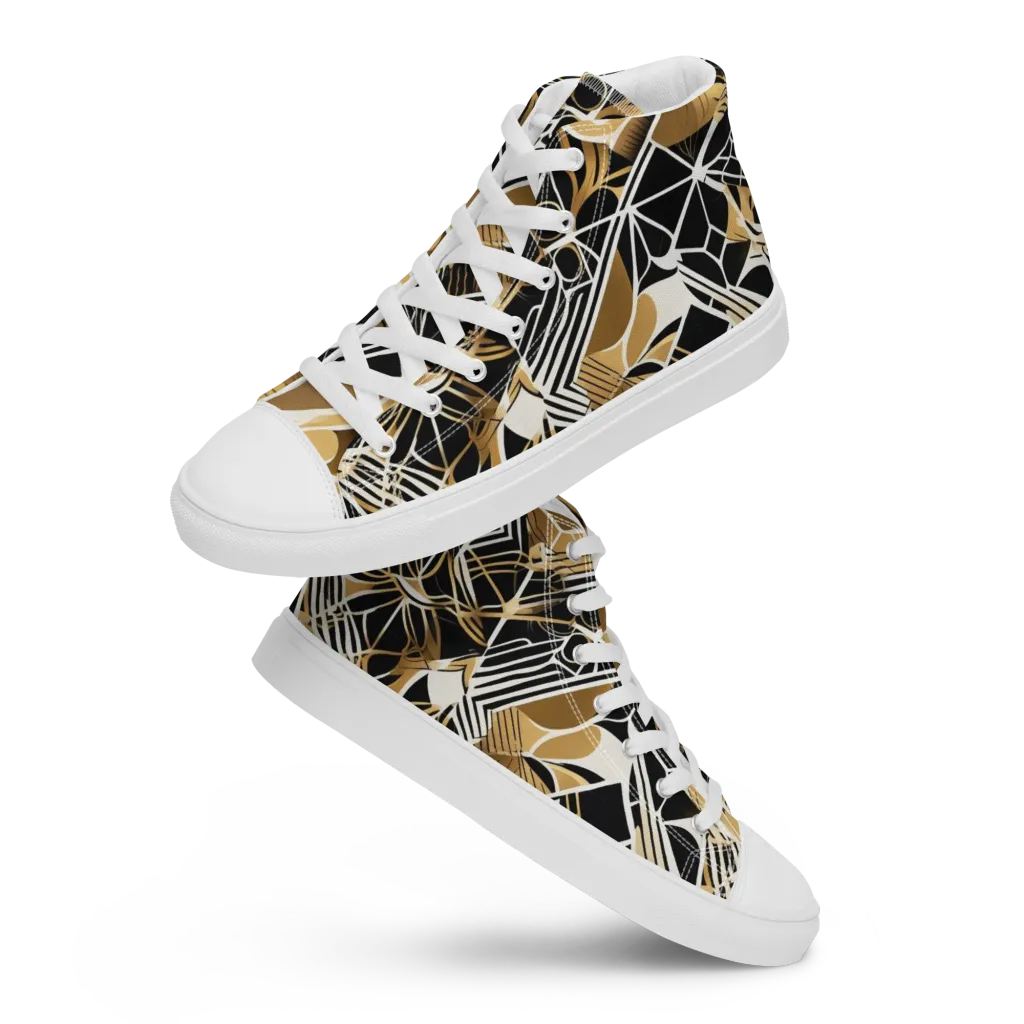 Black Tie Botanica on Women's High Top Canvas Shoes — Front