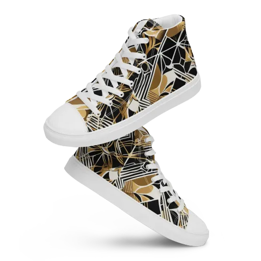 Black Tie Botanica on a Women's High Top Canvas Shoes