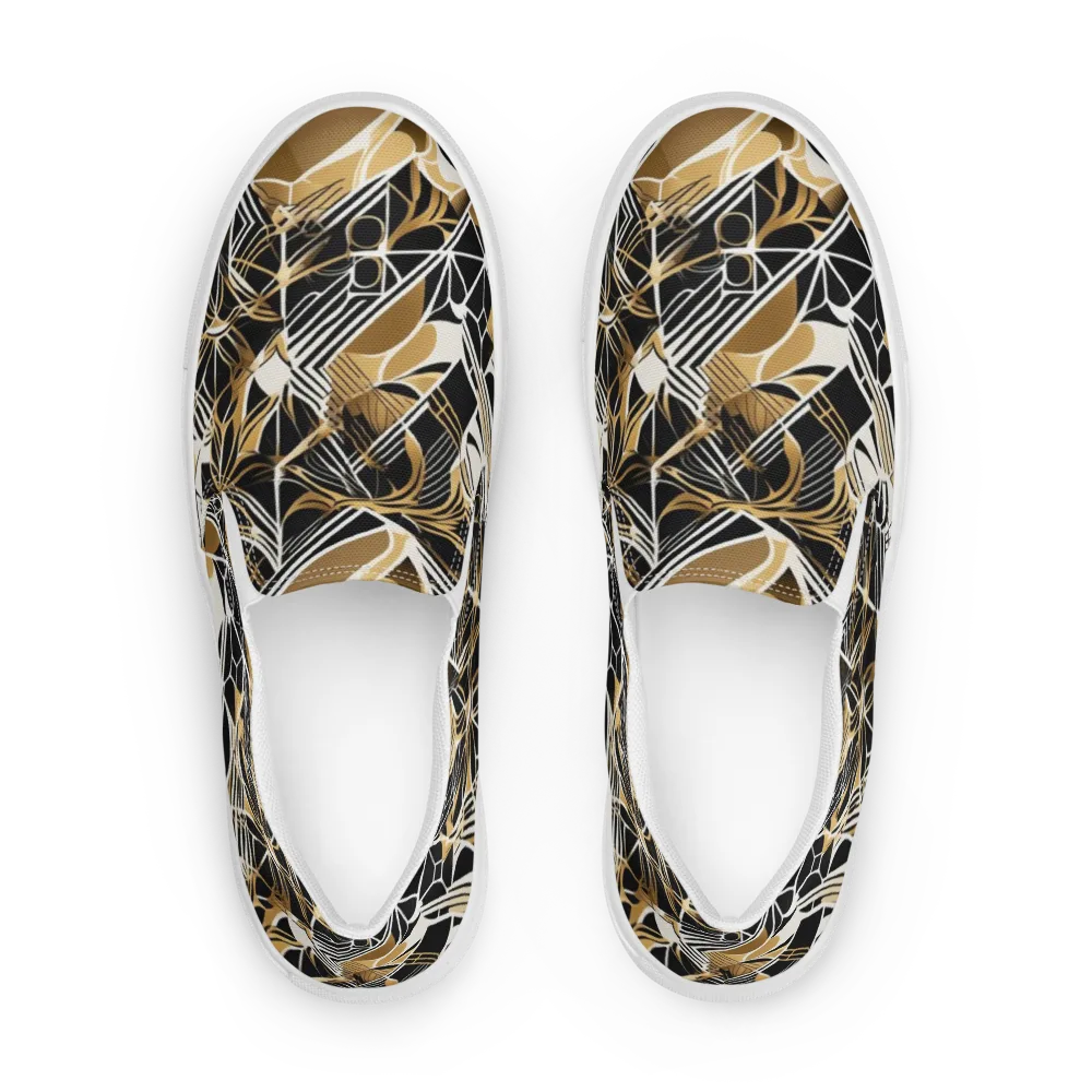 Black Tie Botanica on Men's Slip-On Canvas Shoes — Front