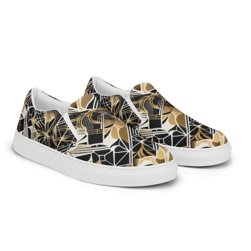 Black Tie Botanica on a Men's Slip-On Canvas Shoes