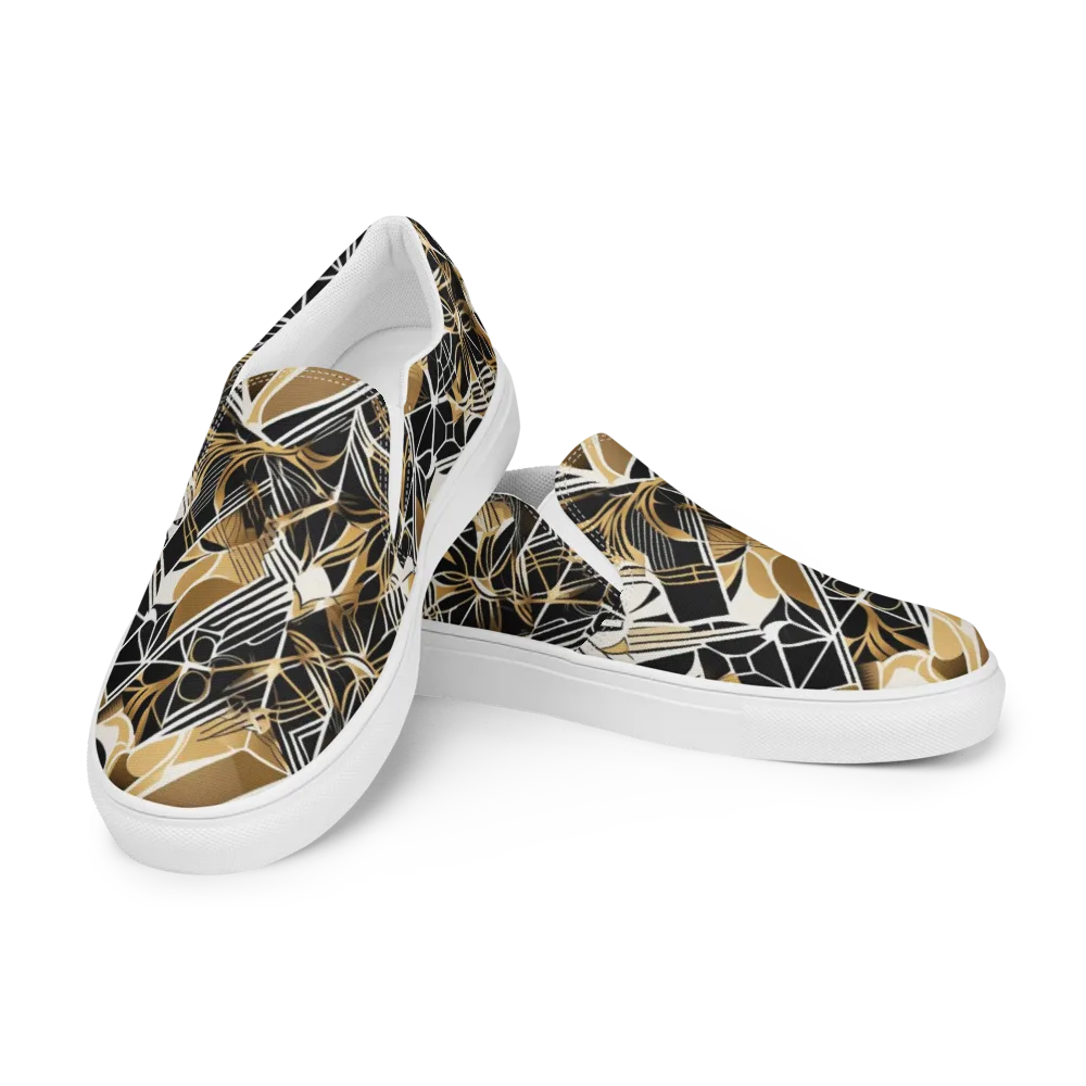 Black Tie Botanica on Men's Slip-On Canvas Shoes — Left Front