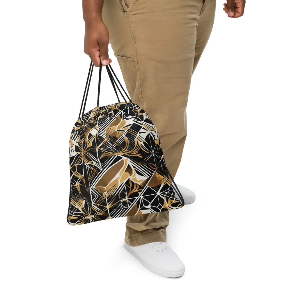 Black Tie Botanica on Drawstring Bag — Front