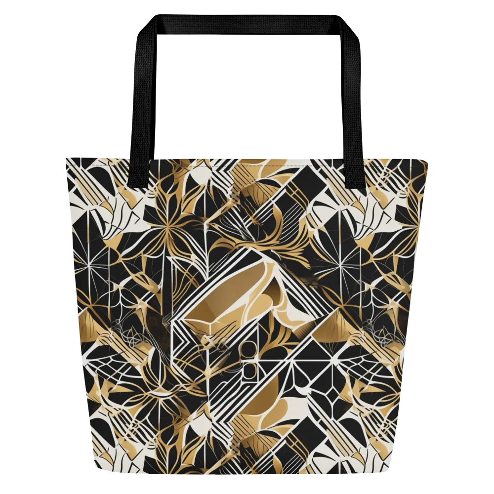 Black Tie Botanica on Large Tote Bag W/ Pocket — Front