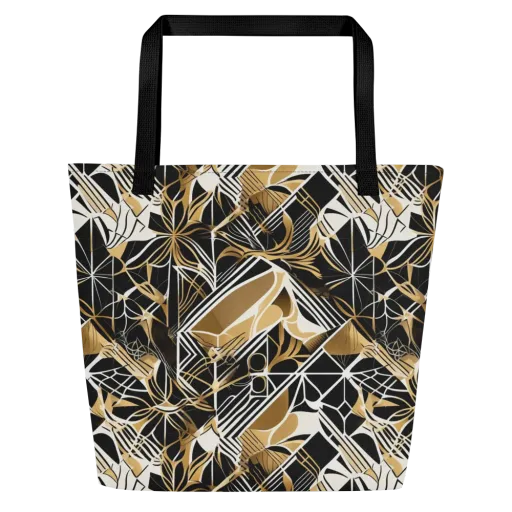Black Tie Botanica on a Large Tote Bag W/ Pocket