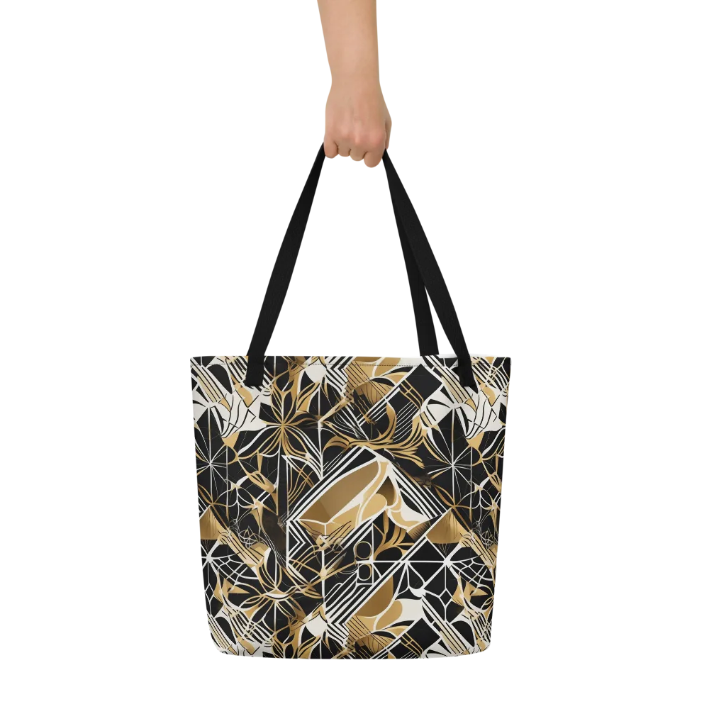 Black Tie Botanica on Large Tote Bag W/ Pocket — Front