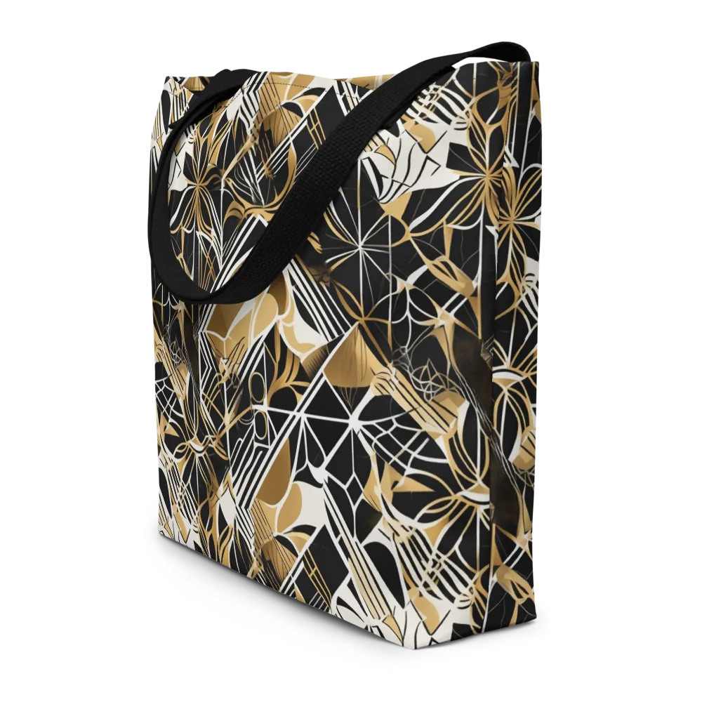 Black Tie Botanica on Large Tote Bag W/ Pocket — Front