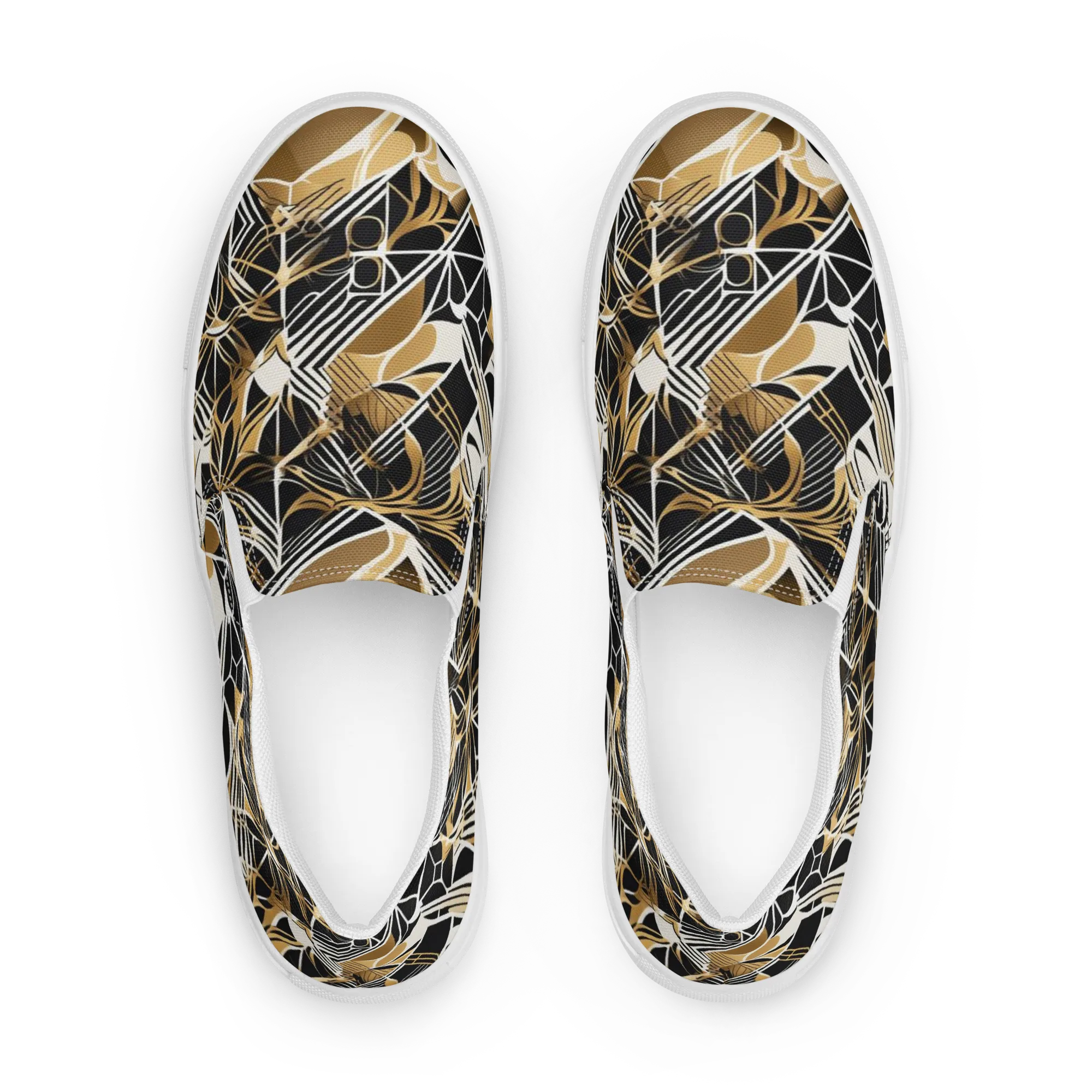 Black Tie Botanica on Women's Slip-On Canvas Shoes — Front