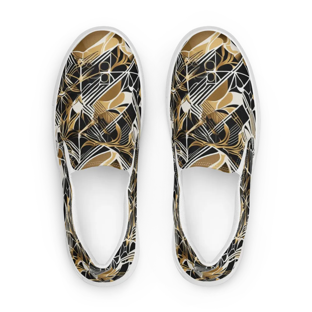 Black Tie Botanica on Women's Slip-On Canvas Shoes — Front
