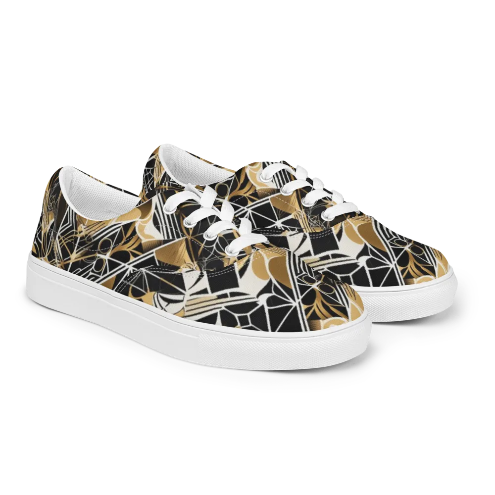 Black Tie Botanica on Men's Lace-Up Canvas Shoes — Right Front
