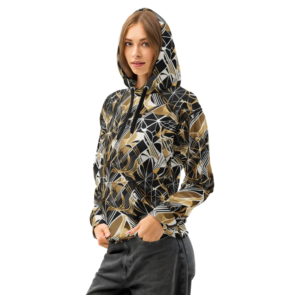 Black Tie Botanica on Cotton Hoodie — Left Front