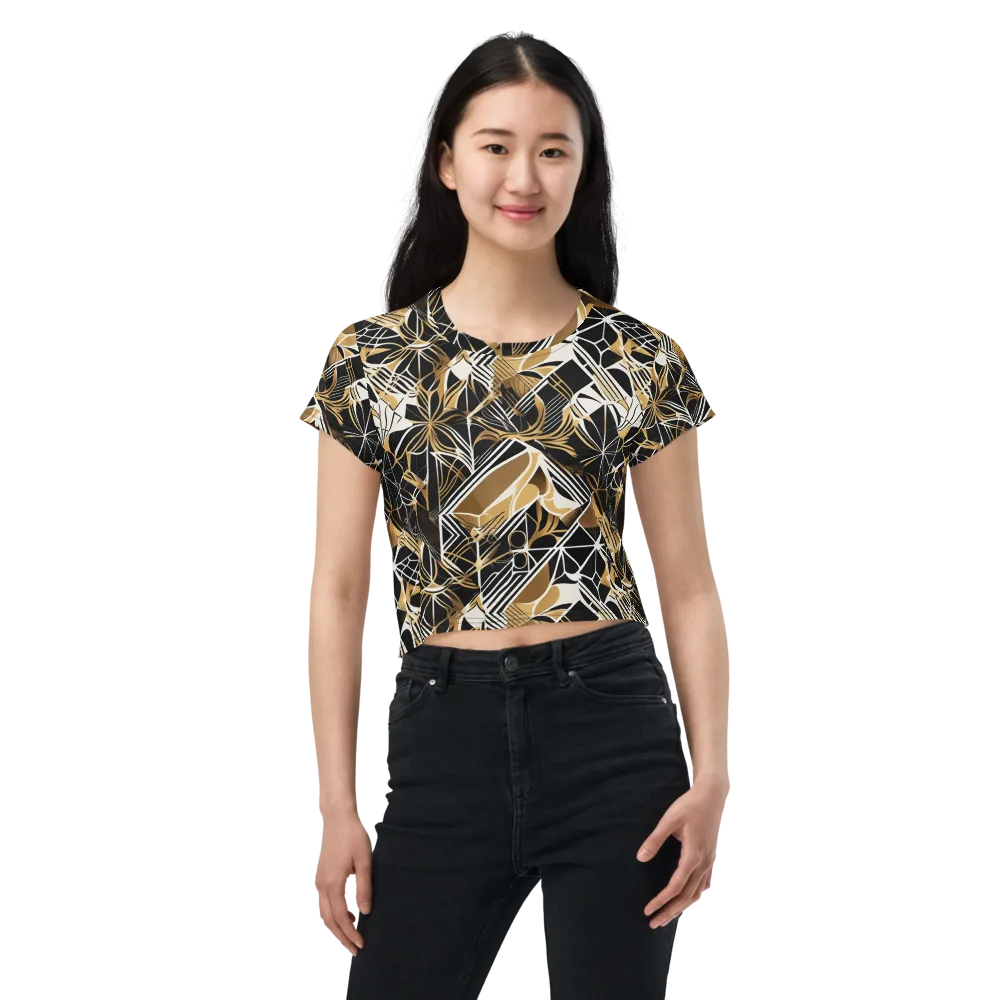 Black Tie Botanica on Crop Tee — Front