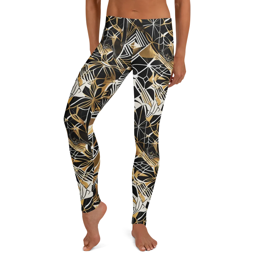 Black Tie Botanica on Leggings — Front