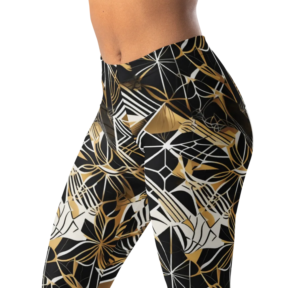 Black Tie Botanica on Leggings — Left Front