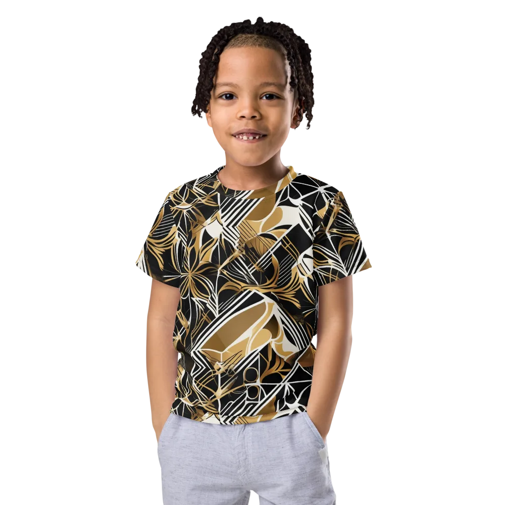 Black Tie Botanica on Kids Crew Neck T-Shirt — Front
