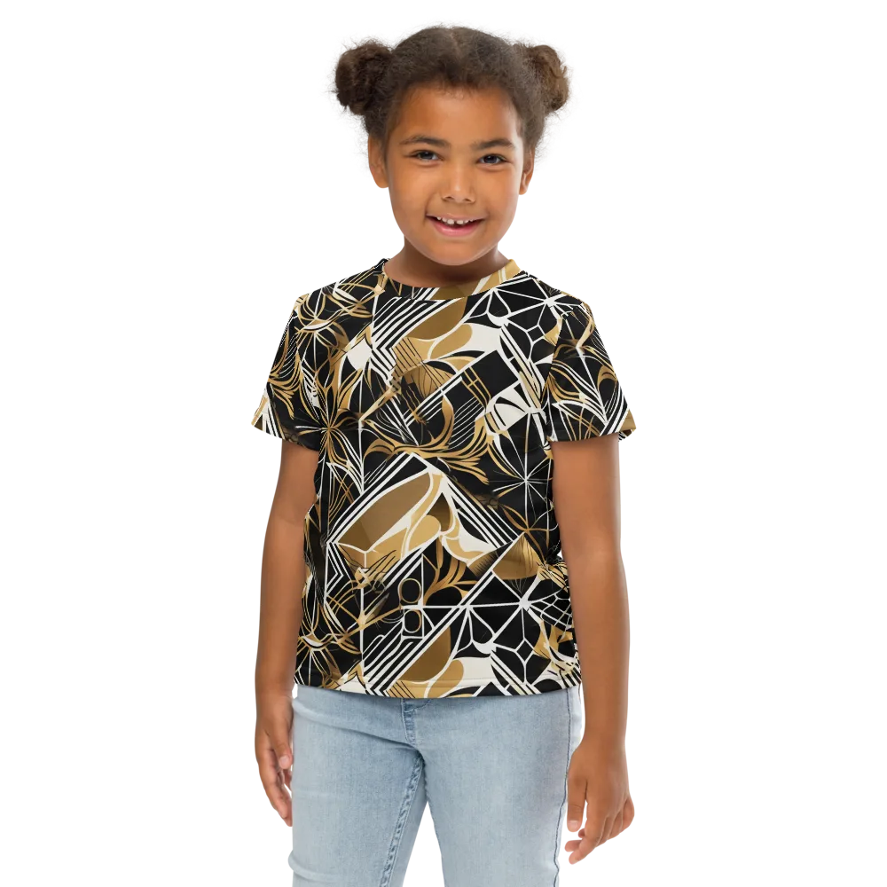 Black Tie Botanica on Kids Crew Neck T-Shirt — Front