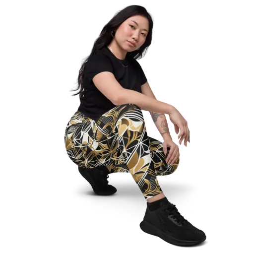 Black Tie Botanica on a Leggings with Pockets