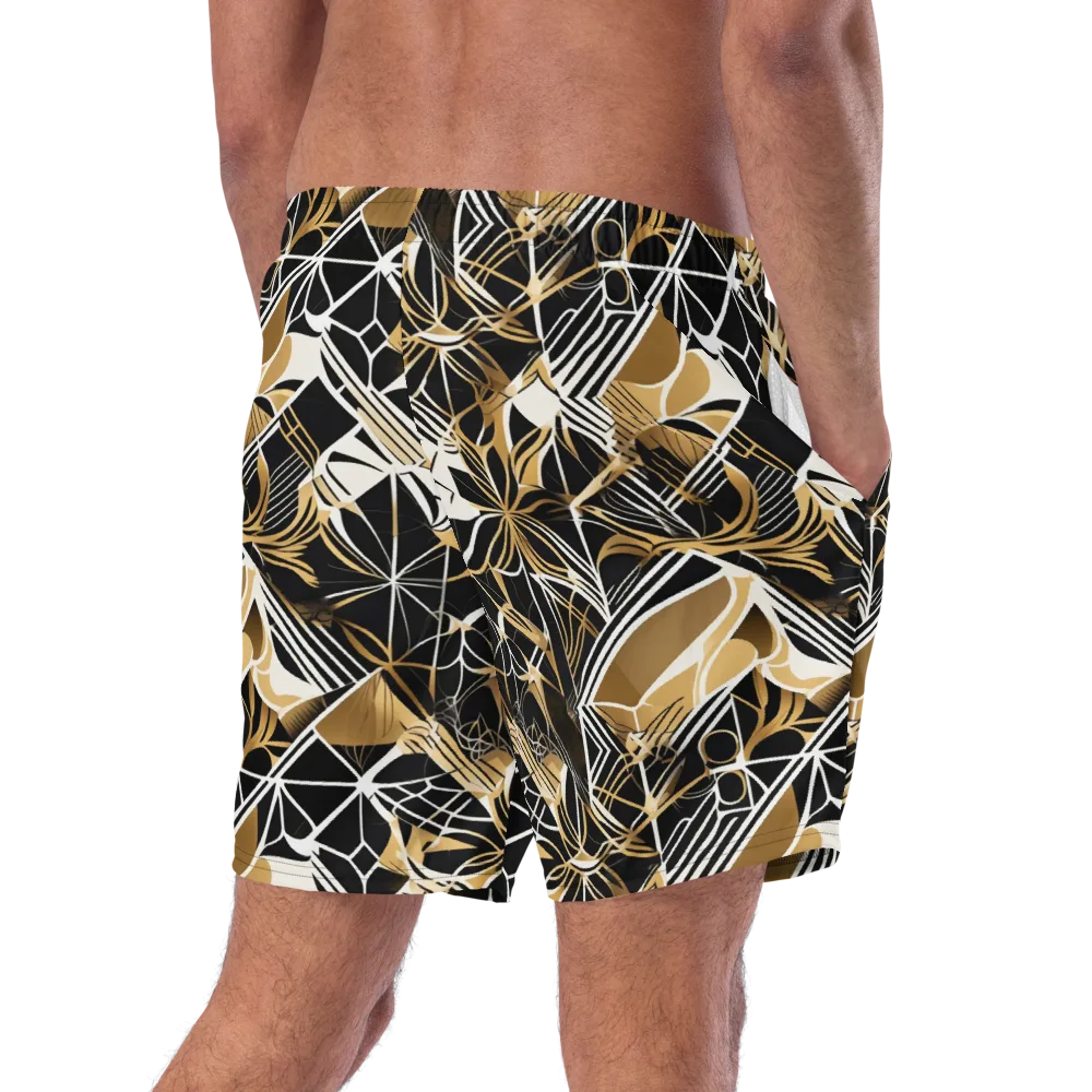 Black Tie Botanica on Swim Trunks — Right Back