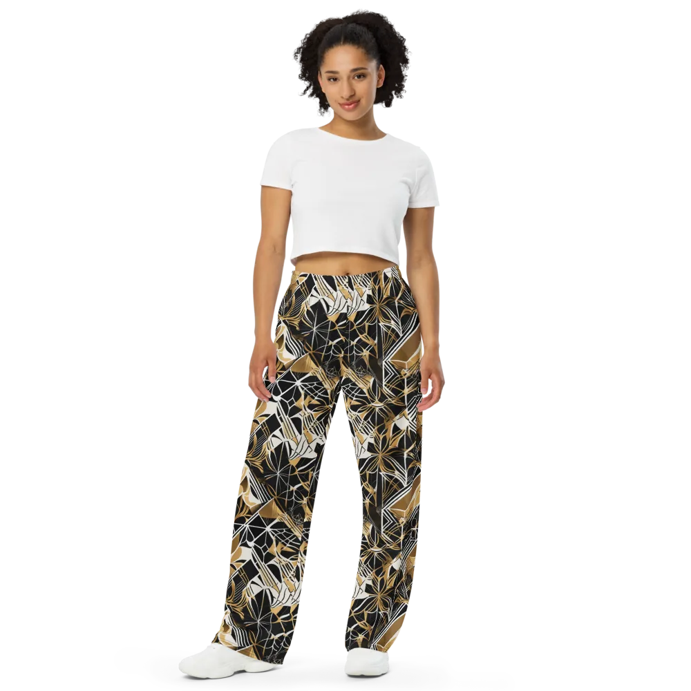 Black Tie Botanica on Wide-Leg Pants — Front