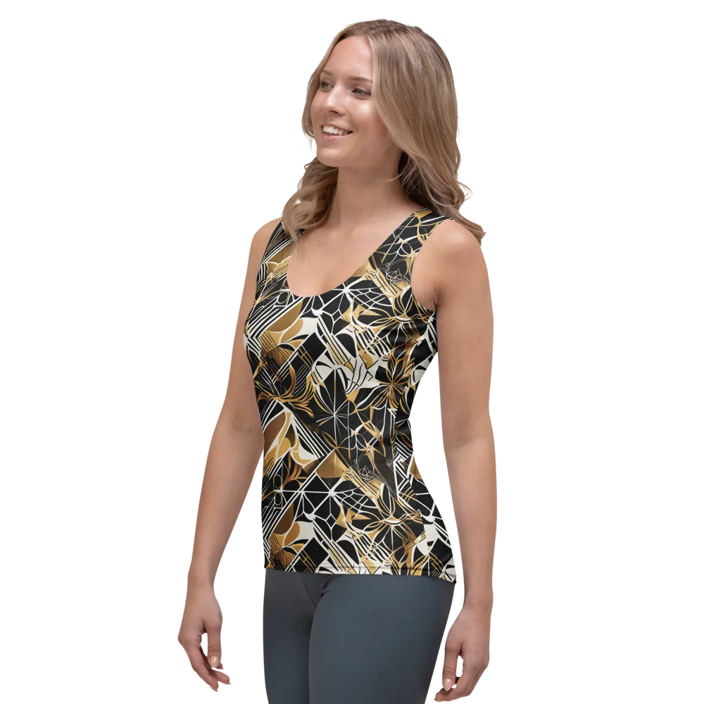 Black Tie Botanica on Women's Tank Top — Left Front