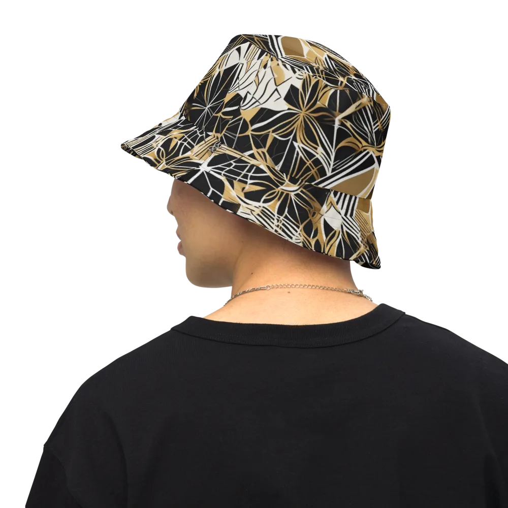 Black Tie Botanica on Reversible Bucket Hat — Back Inside