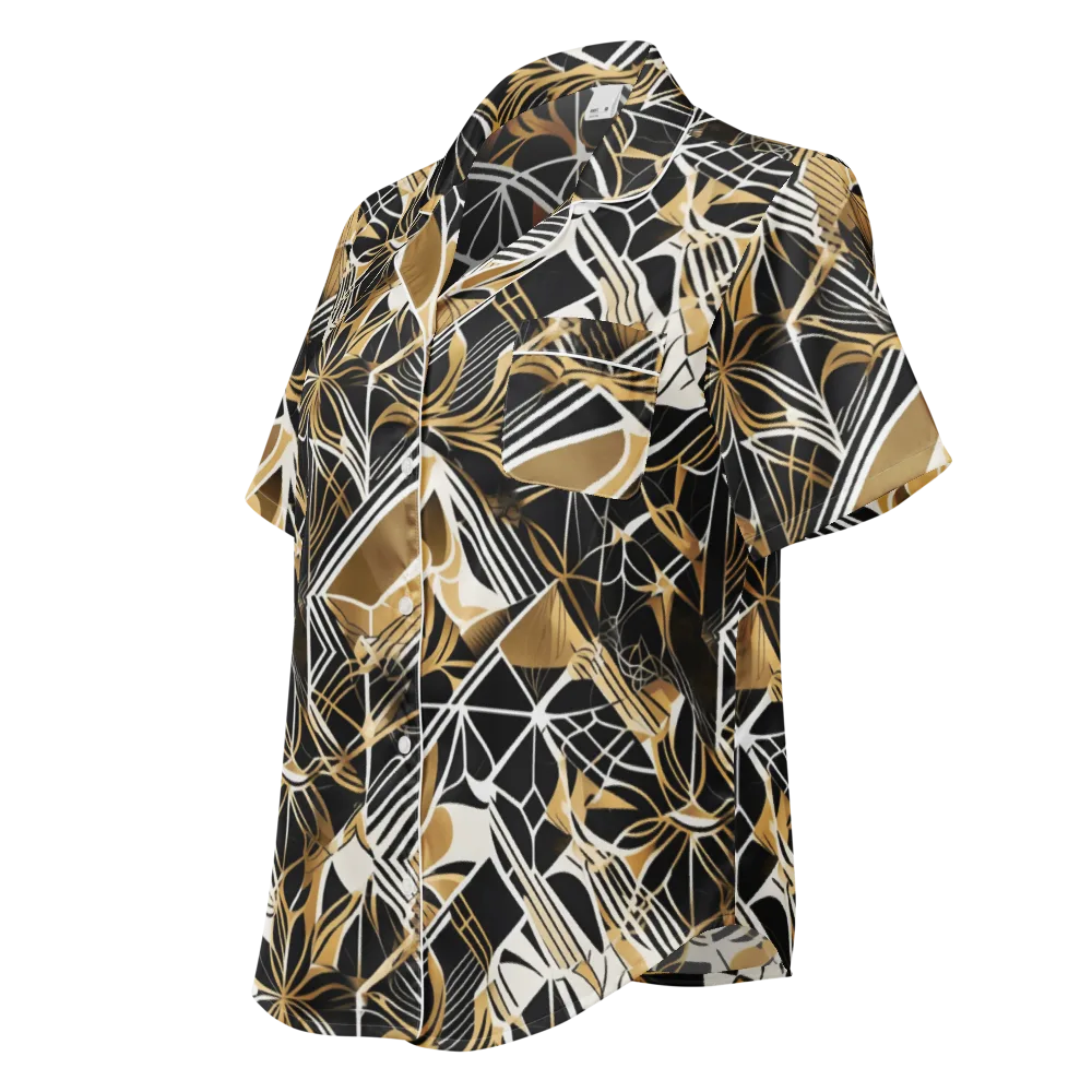Black Tie Botanica on Women's Short Sleeve Pajama Top — Left Front