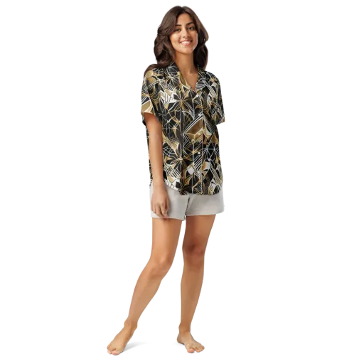 Black Tie Botanica on a Women's Short Sleeve Pajama Top