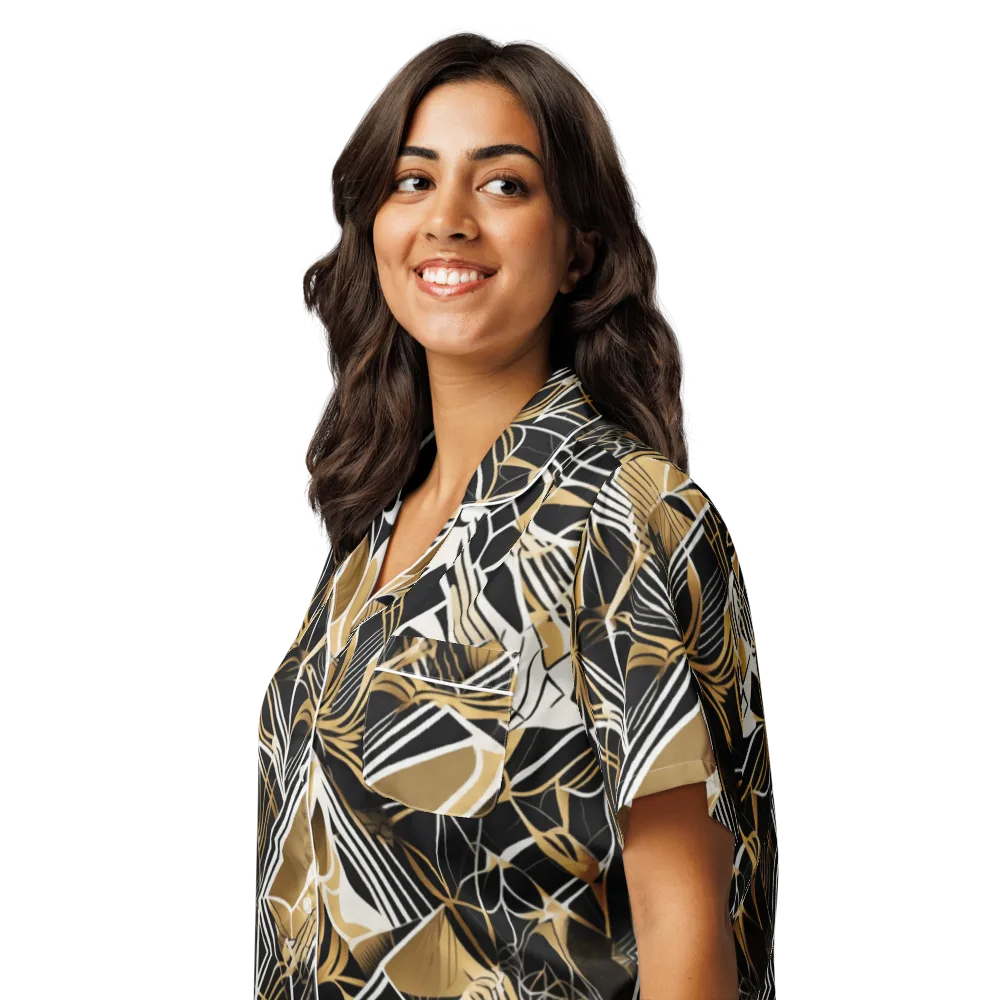 Black Tie Botanica on Women's Short Sleeve Pajama Top — Left Front