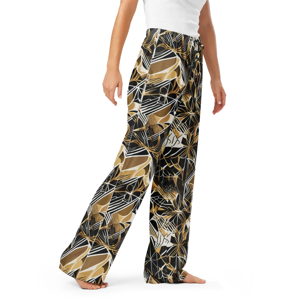 Black Tie Botanica on Women's Pajama Pants — Right Front