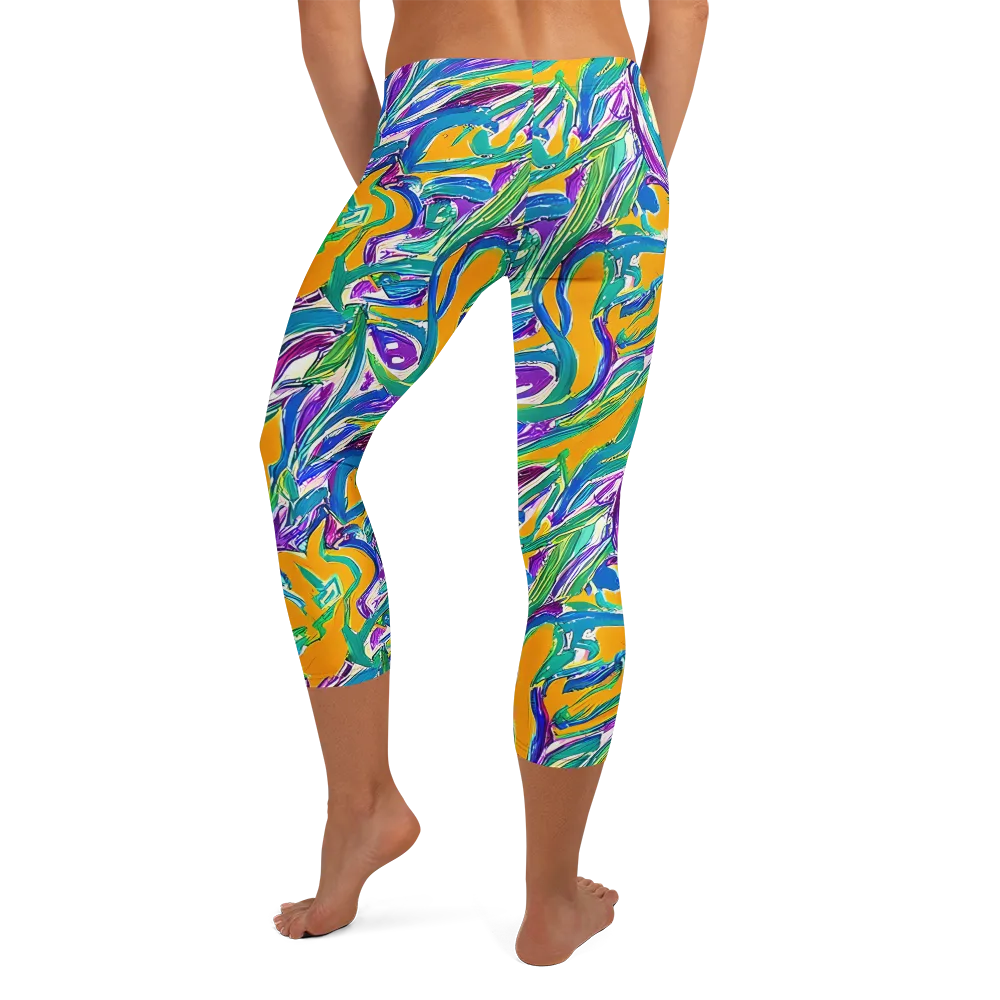 Tropical Voltage on Capri Leggings — Back