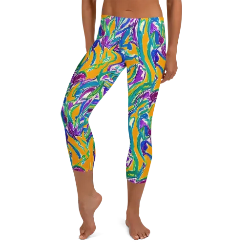 Tropical Voltage on a Capri Leggings