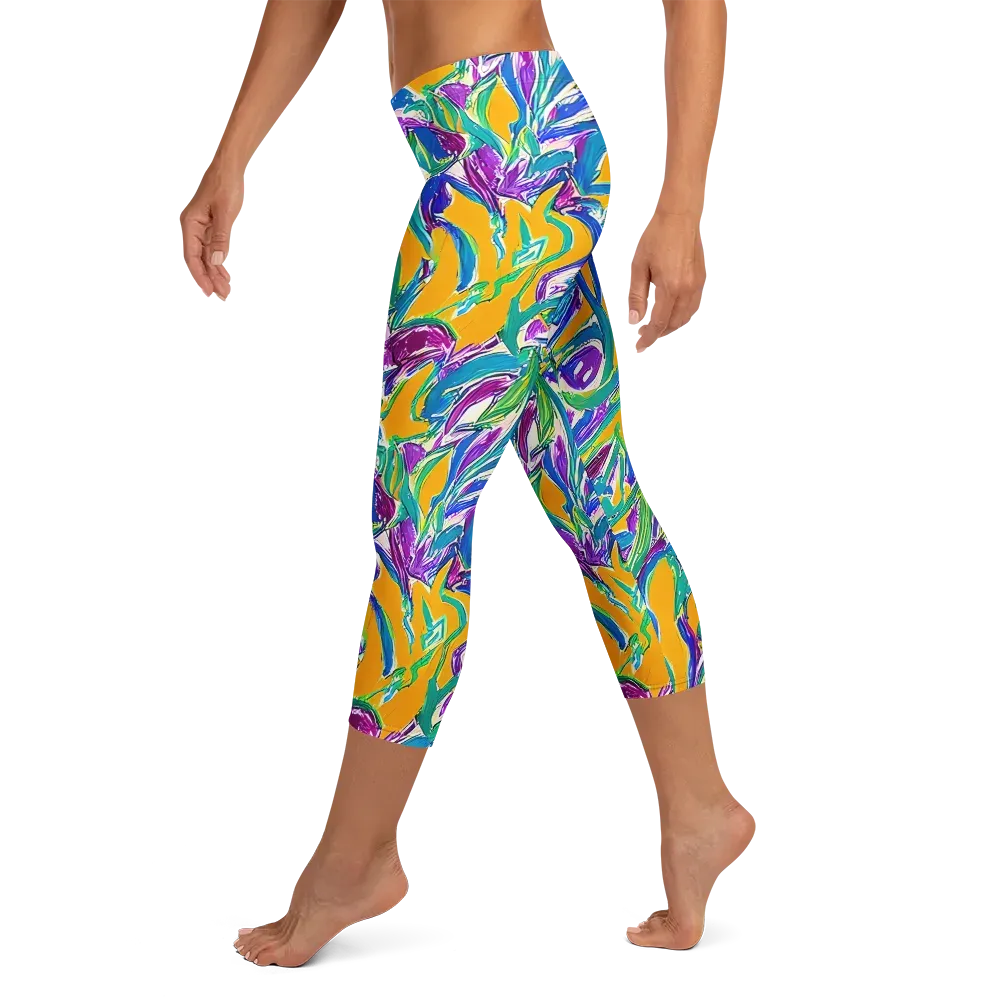 Tropical Voltage on Capri Leggings — Left