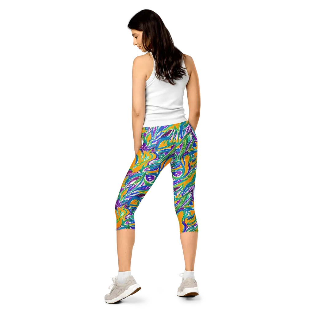 Tropical Voltage on Capri Leggings — Back