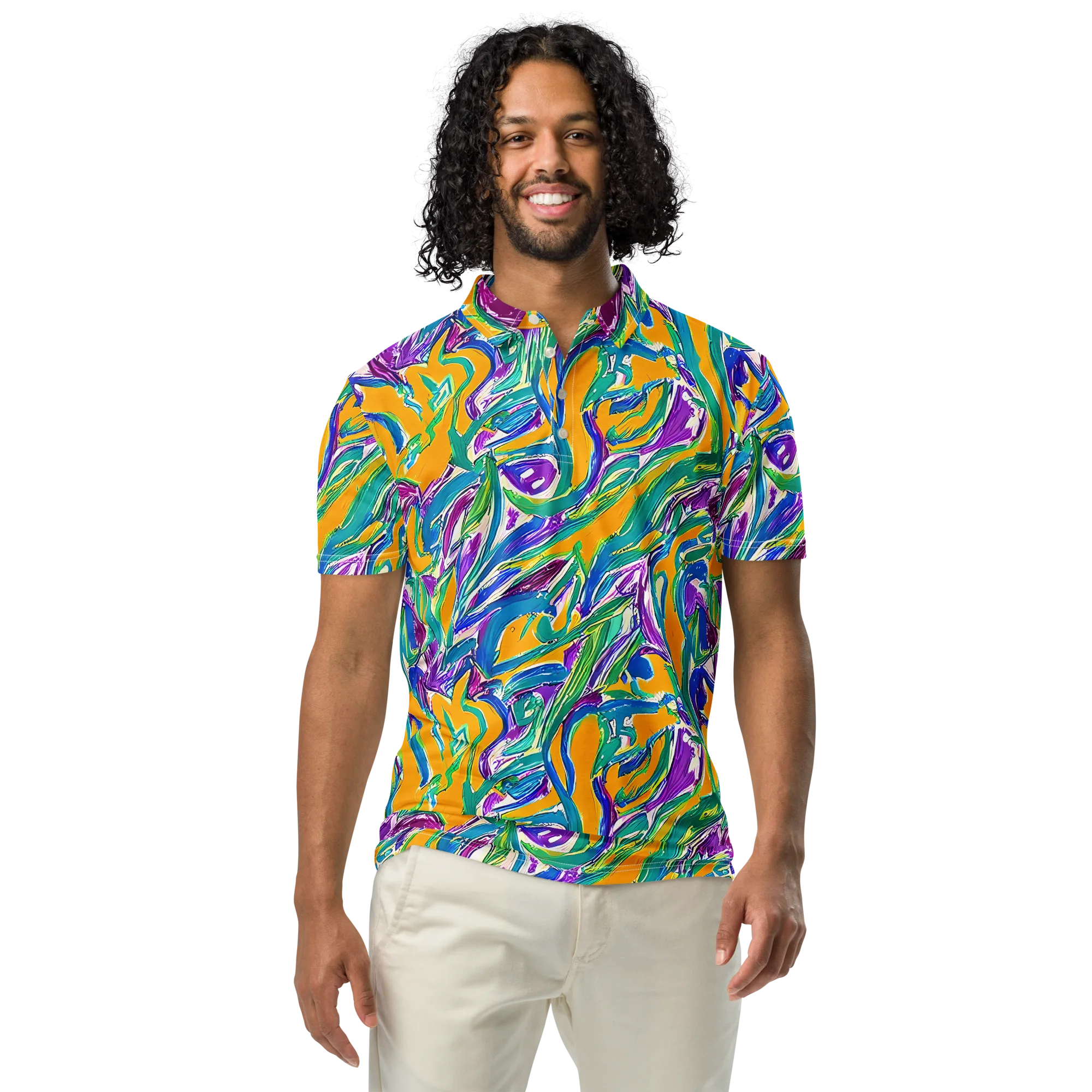 Tropical Voltage on Men's Slim Fit Polo Shirt — Front