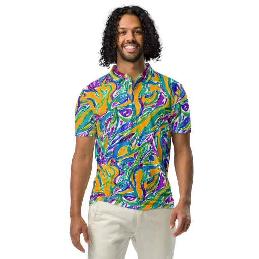Tropical Voltage on a Men's Slim Fit Polo Shirt