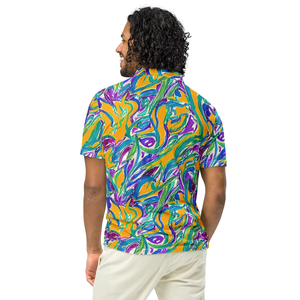 Tropical Voltage on Men's Slim Fit Polo Shirt — Back