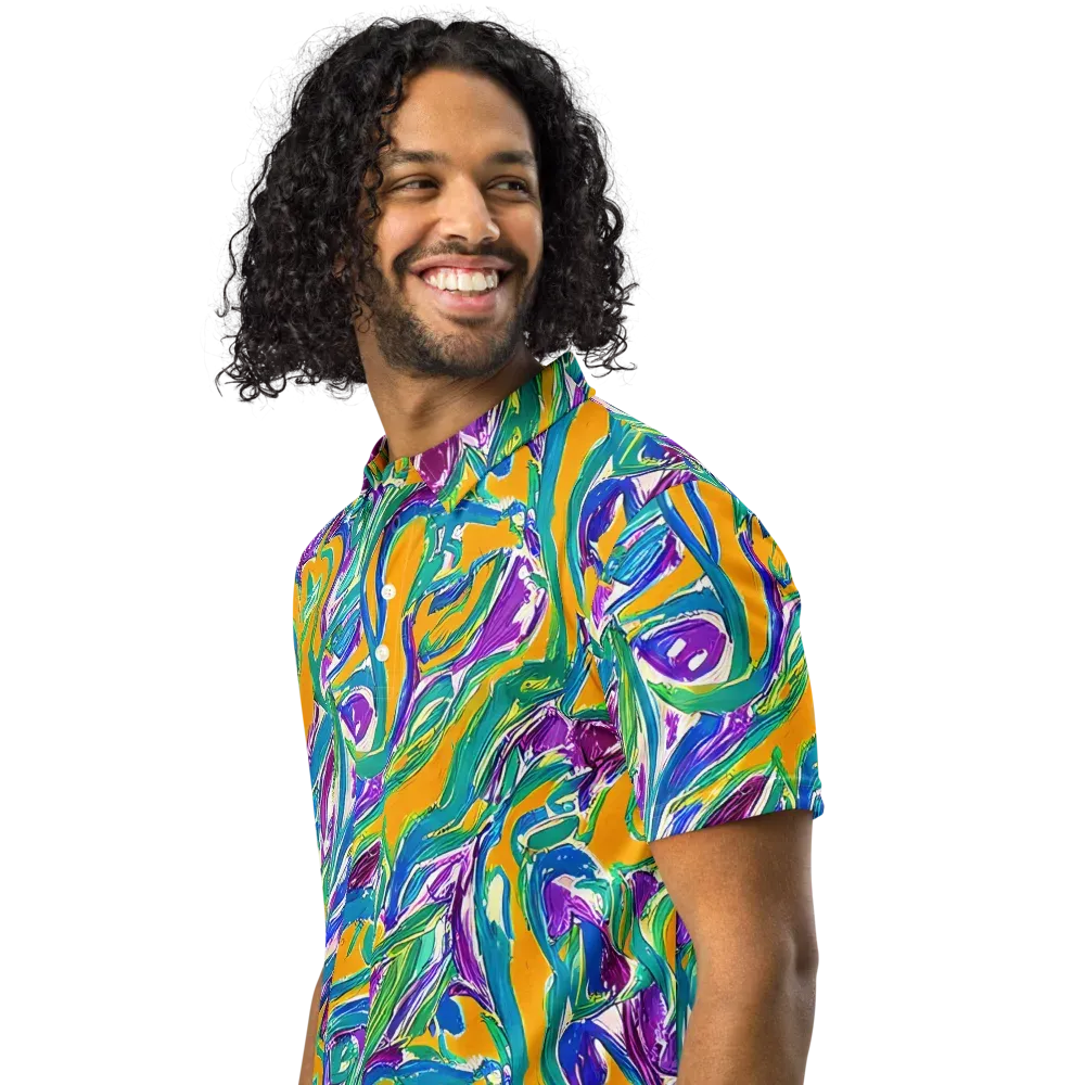 Tropical Voltage on Men's Slim Fit Polo Shirt — Left Front