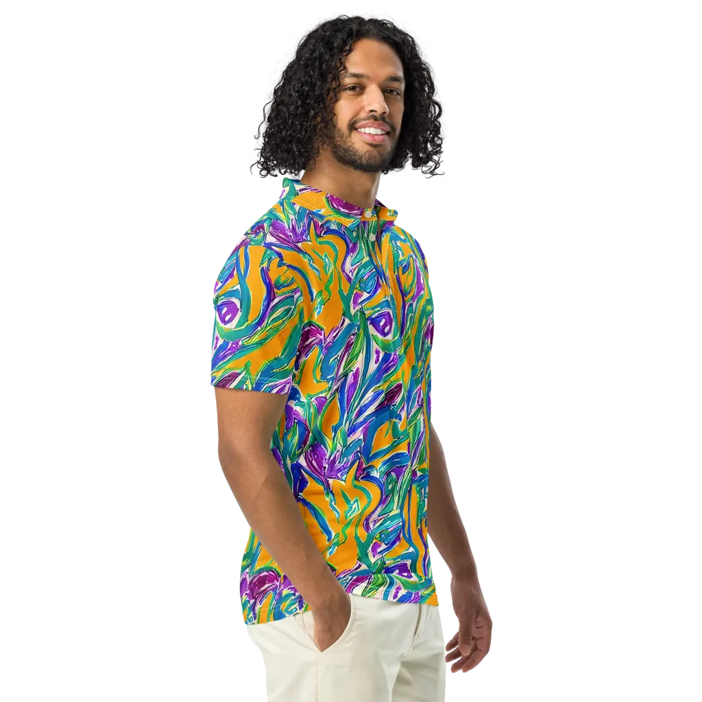 Tropical Voltage on Men's Slim Fit Polo Shirt — Right Front