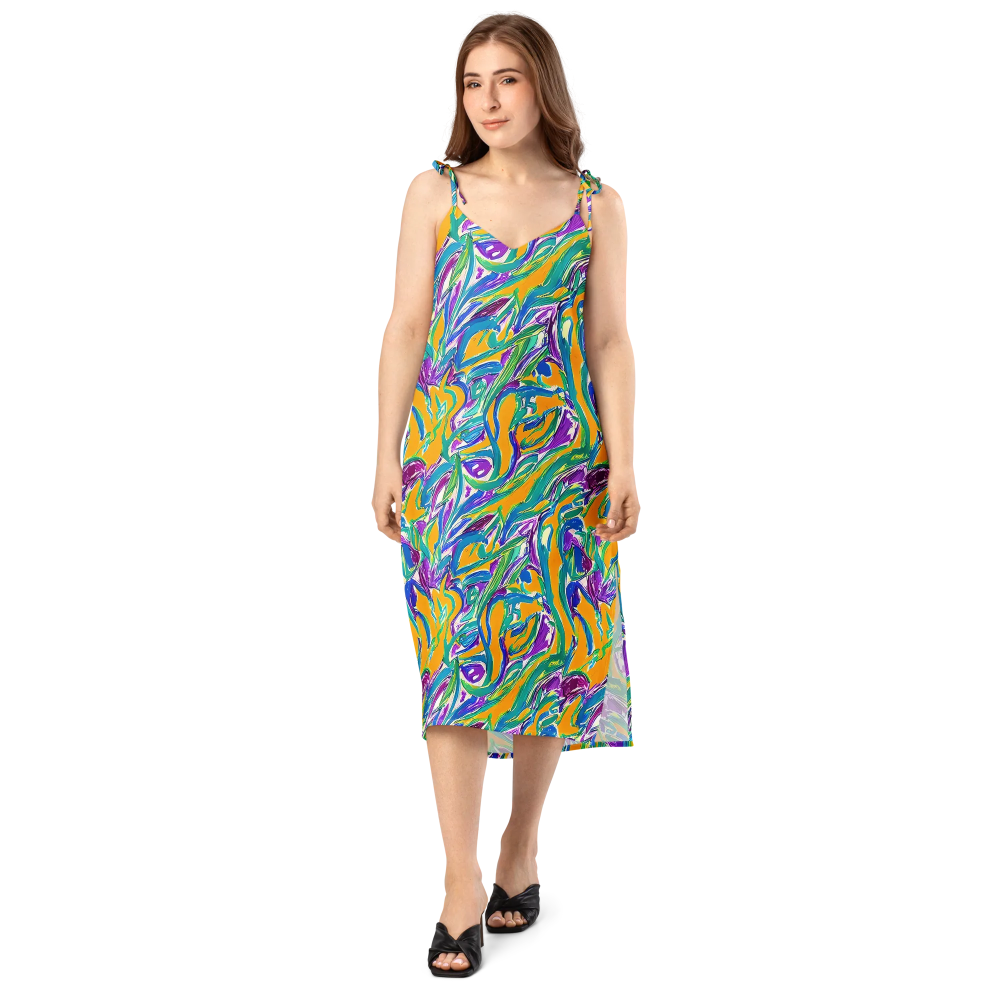 Tropical Voltage on Slip Dress — Front