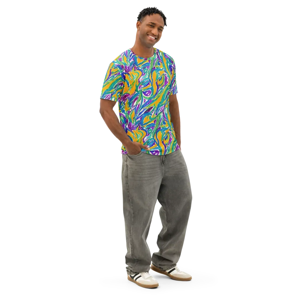 Tropical Voltage on Men's Cotton Crew Neck T-Shirt — Right Front
