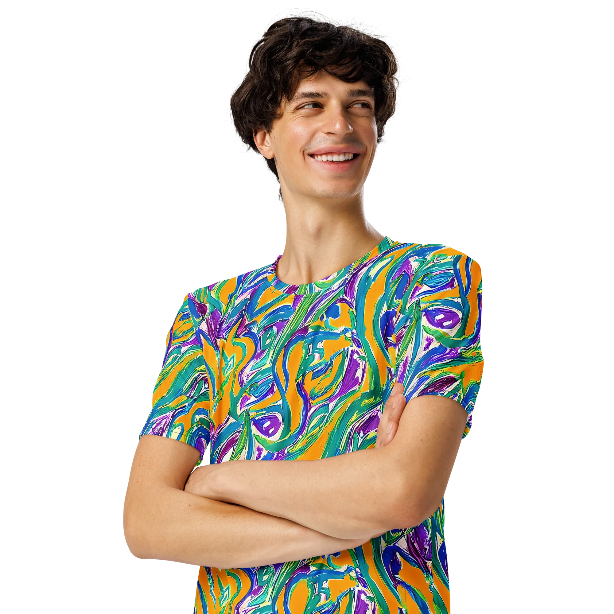 Tropical Voltage on Men's Crew Neck T-Shirt — Left Front
