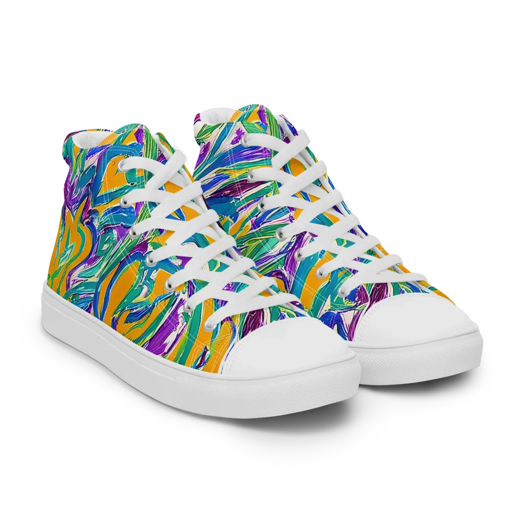 Tropical Voltage on Men's High Top Canvas Shoes — Right Front