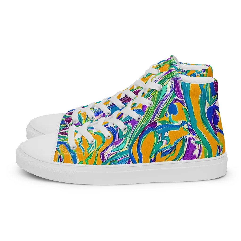 Tropical Voltage on Men's High Top Canvas Shoes — Left