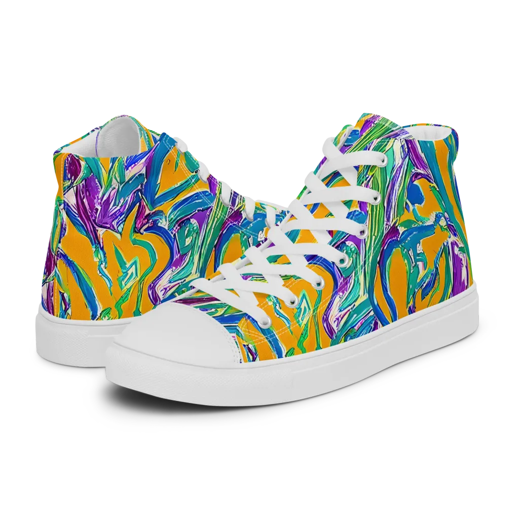 Tropical Voltage on Men's High Top Canvas Shoes — Left