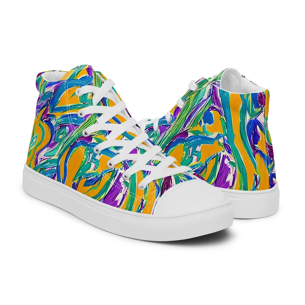 Tropical Voltage on Men's High Top Canvas Shoes — Right